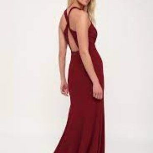 LULUS ALWAYS BE IN LOVE WINE RED TWIST BACK MAXI DRESS S NWT $92.00